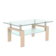 Glass top and oak finish base rectangle coffee table by La Spezia additional picture 6