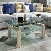 Glass top and oak finish base rectangle coffee table by La Spezia additional picture 8