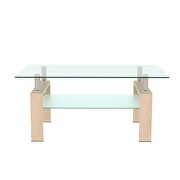Glass top and oak finish base rectangle coffee table by La Spezia additional picture 10