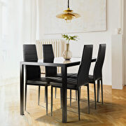 Black finish 5-pieces dining table set: tempered glass dining table and 4 pu leather chairs by La Spezia additional picture 2