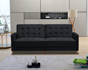 Square arms modern black velvet upholstered sofa bed additional photo 2 of 12