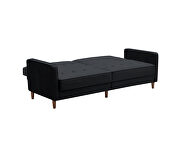 Square arms modern black velvet upholstered sofa bed by La Spezia additional picture 11