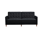 Square arms modern black velvet upholstered sofa bed additional photo 3 of 12