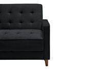 Square arms modern black velvet upholstered sofa bed additional photo 5 of 12