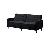 Square arms modern black velvet upholstered sofa bed by La Spezia additional picture 6