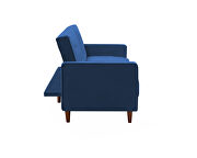 Square arms modern blue velvet upholstered sofa bed additional photo 3 of 12