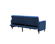 Square arms modern blue velvet upholstered sofa bed additional photo 5 of 12