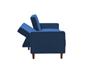 Square arms modern blue velvet upholstered sofa bed by La Spezia additional picture 7