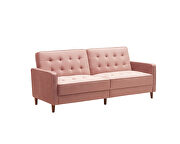 Square arms modern pink velvet upholstered sofa bed additional photo 2 of 13