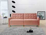 Square arms modern pink velvet upholstered sofa bed additional photo 3 of 13