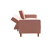 Square arms modern pink velvet upholstered sofa bed additional photo 5 of 13