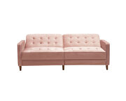 Square arms modern pink velvet upholstered sofa bed by La Spezia additional picture 6