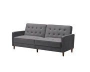 Square arms modern gray velvet upholstered sofa bed by La Spezia additional picture 3