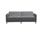 Square arms modern gray velvet upholstered sofa bed by La Spezia additional picture 9