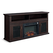 Tv stand for TVs up to 65 with electric fireplace in dark brown by La Spezia additional picture 11
