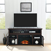 Tv stand for TVs up to 65 with electric fireplace in dark brown by La Spezia additional picture 13