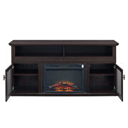 Tv stand for TVs up to 65 with electric fireplace in dark brown by La Spezia additional picture 3