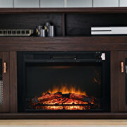 Tv stand for TVs up to 65 with electric fireplace in dark brown by La Spezia additional picture 4
