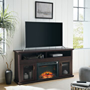 Tv stand for TVs up to 65 with electric fireplace in dark brown by La Spezia additional picture 10