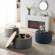 Navy round storage ottoman/ end table (2 in 1) by La Spezia additional picture 2