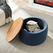 Navy round storage ottoman/ end table (2 in 1) additional photo 4 of 9