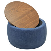 Navy round storage ottoman/ end table (2 in 1) by La Spezia additional picture 8