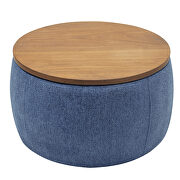 Navy round storage ottoman/ end table (2 in 1) by La Spezia additional picture 10