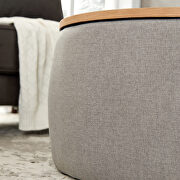 Light gray round storage ottoman/ end table (2 in 1) additional photo 2 of 9