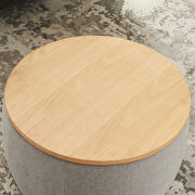 Light gray round storage ottoman/ end table (2 in 1) additional photo 4 of 9