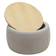 Light gray round storage ottoman/ end table (2 in 1) by La Spezia additional picture 9