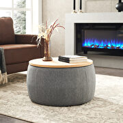 Dark gray round storage ottoman/ end table (2 in 1) additional photo 3 of 10