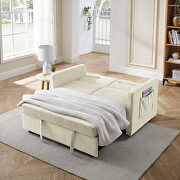 Beige velvet loveseats sofa bed with pullout bed by La Spezia additional picture 12