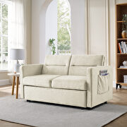 Beige velvet loveseats sofa bed with pullout bed by La Spezia additional picture 14