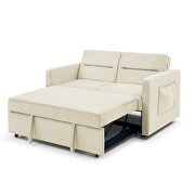 Beige velvet loveseats sofa bed with pullout bed by La Spezia additional picture 4