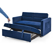 Blue velvet loveseats sofa bed with pullout bed by La Spezia additional picture 2