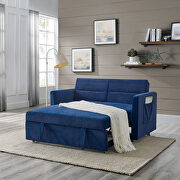 Blue velvet loveseats sofa bed with pullout bed by La Spezia additional picture 6
