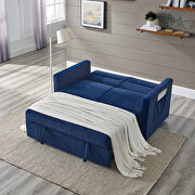 Blue velvet loveseats sofa bed with pullout bed by La Spezia additional picture 8