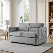 Gray chenille loveseats sofa bed with pullout bed by La Spezia additional picture 4