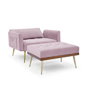 Pink velvet recline chair with ottoman and pillow by La Spezia additional picture 6