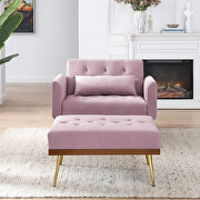 Pink velvet recline chair with ottoman and pillow by La Spezia additional picture 8