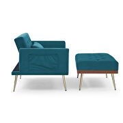 Teal blue velvet recline chair with ottoman and pillow by La Spezia additional picture 3