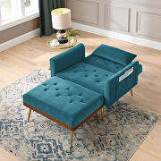 Teal blue velvet recline chair with ottoman and pillow by La Spezia additional picture 4