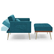 Teal blue velvet recline chair with ottoman and pillow by La Spezia additional picture 6