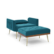 Teal blue velvet recline chair with ottoman and pillow by La Spezia additional picture 7