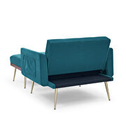 Teal blue velvet recline chair with ottoman and pillow by La Spezia additional picture 8