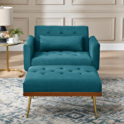 Teal blue velvet recline chair with ottoman and pillow by La Spezia additional picture 9