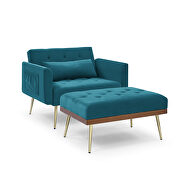 Teal blue velvet recline chair with ottoman and pillow by La Spezia additional picture 10