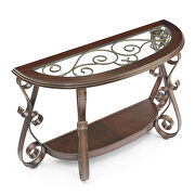 Console table with glass table top and powder coat finish metal legs in dark brown by La Spezia additional picture 2