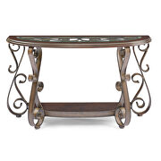 Console table with glass table top and powder coat finish metal legs in dark brown by La Spezia additional picture 6