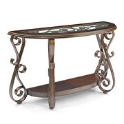 Console table with glass table top and powder coat finish metal legs in dark brown by La Spezia additional picture 7
